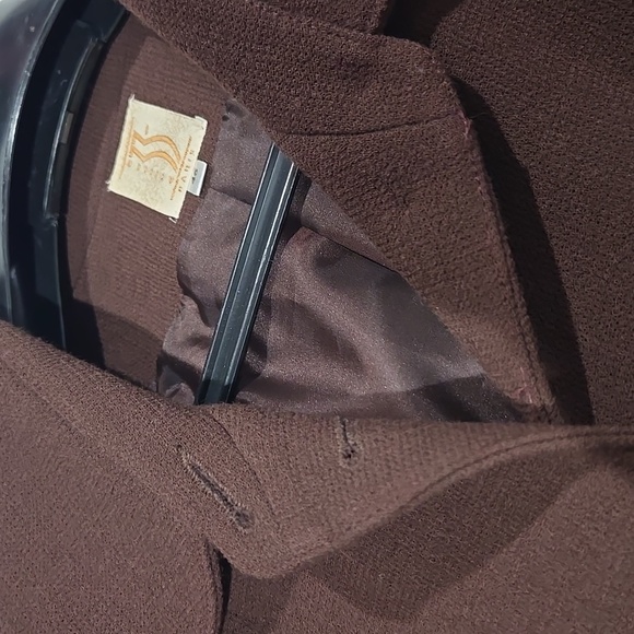 Atelier Paris vintage women's chocolate brown lined button-down jacket size 14 - Picture 8 of 8